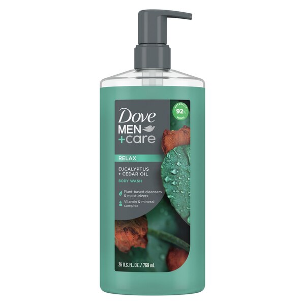 Dove Men+Care Body Wash Naturals, Eucalyptus Oil + Cedar, 26 OZ