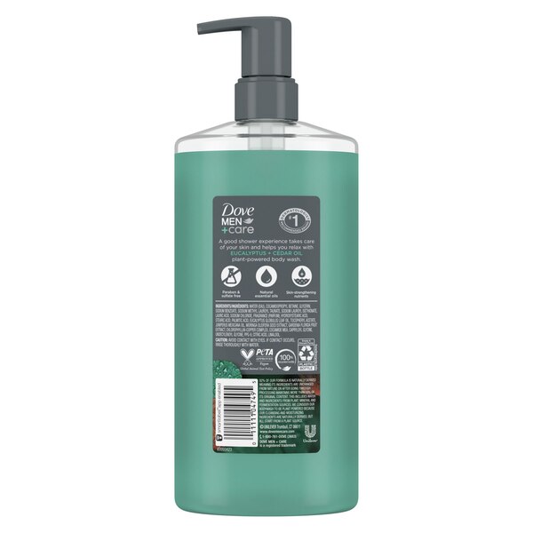 Dove Men+Care Body Wash Naturals, Eucalyptus Oil + Cedar, 26 OZ