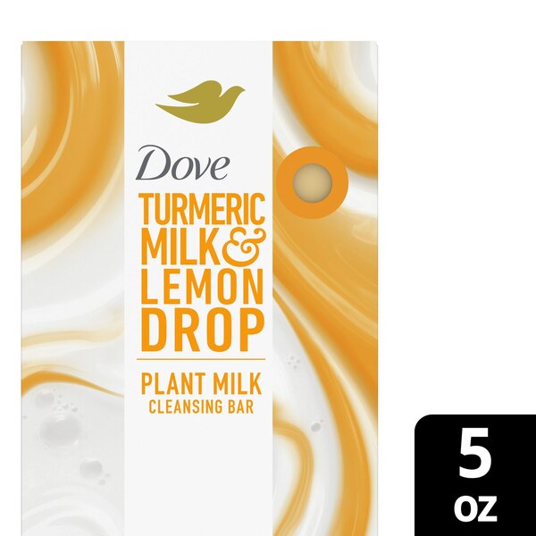Dove Plant-Based Beauty Bar Soap, Glow Booster, Turmeric Milk & Lemon Drop, 5 OZ