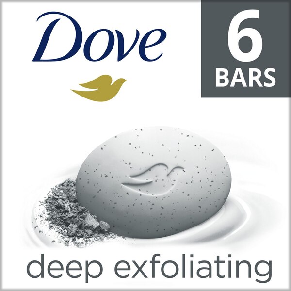 Dove Deep Exfoliating Beauty Bar Soap, 3.75 OZ, 6 Bars