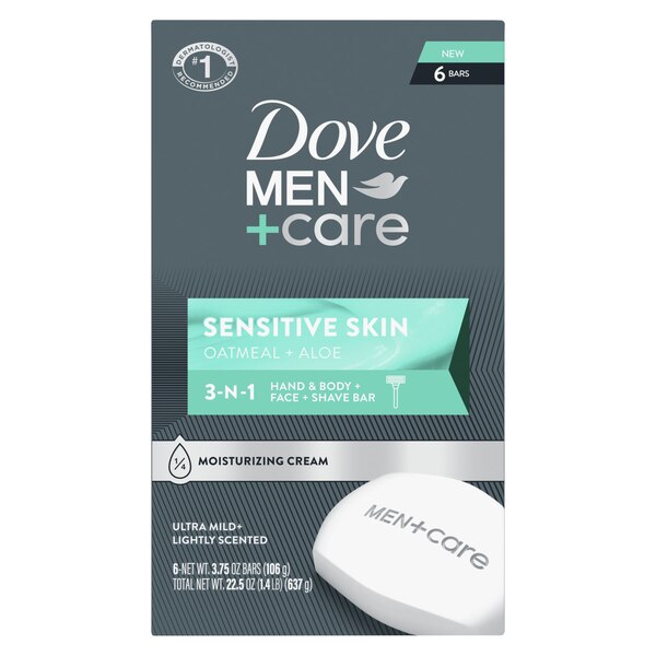 Dove Men+Care Sensitive Skin Aloe Bar Soap, 6 CT