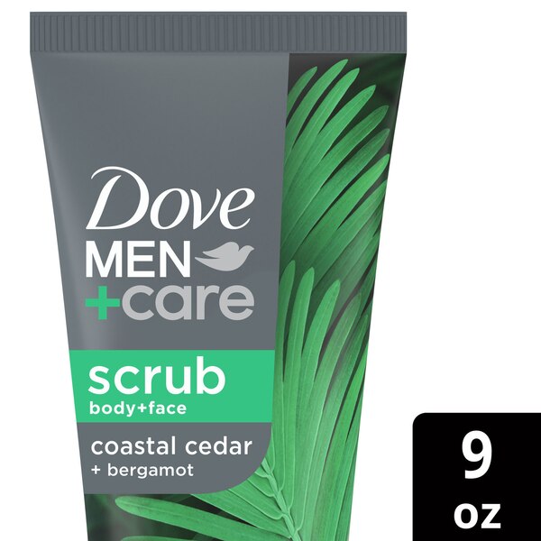 Dove Men+Care Body & Face Scrub, Coastal Cedar, 9 OZ