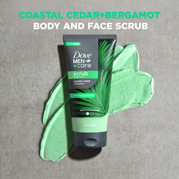 Dove Men+Care Body & Face Scrub, Coastal Cedar, 9 OZ