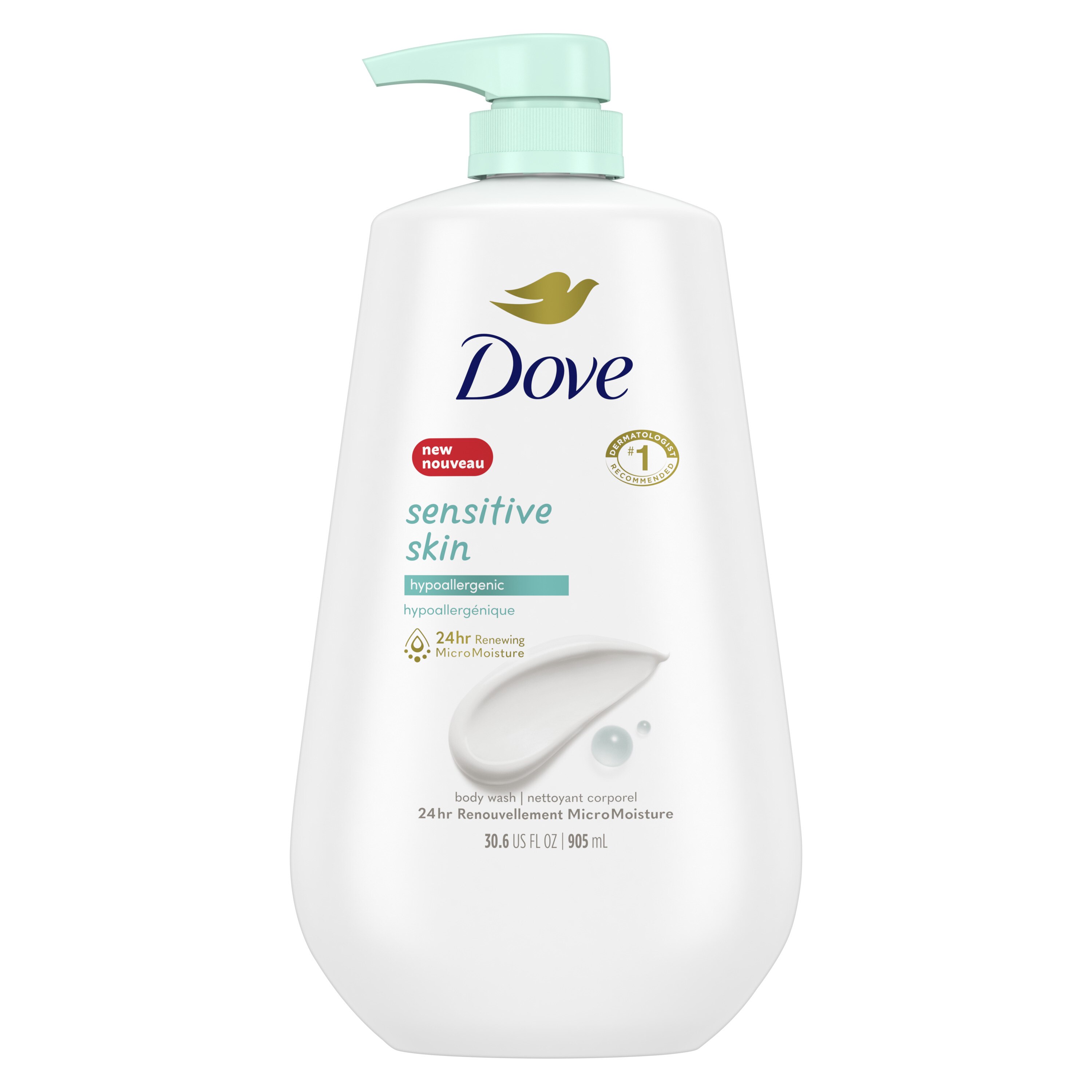 Dove Sensitive Skin Body Wash, 30.6 OZ With Pump