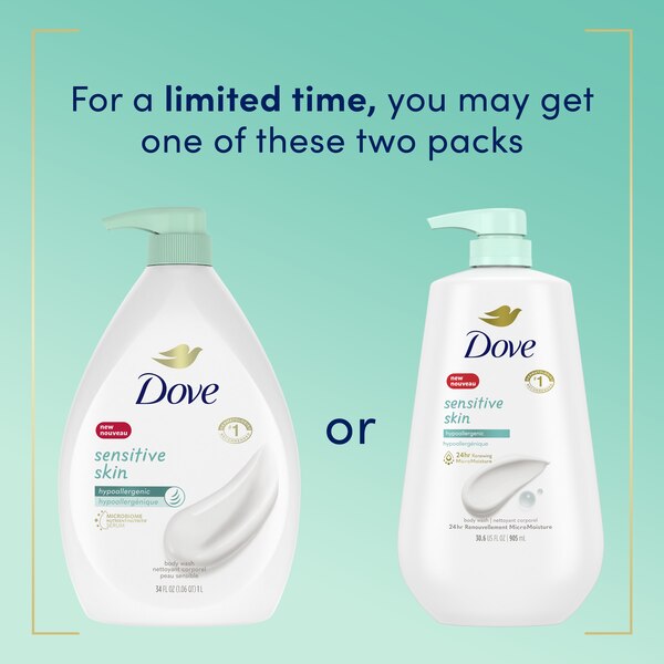 Dove Sensitive Skin Body Wash, 30.6 OZ With Pump