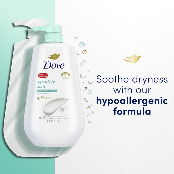 Dove Sensitive Skin Body Wash, 30.6 OZ With Pump