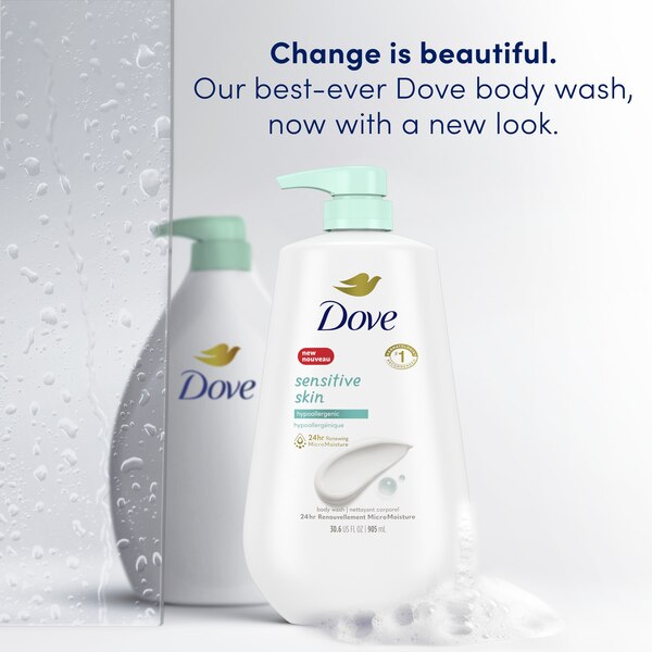 Dove Sensitive Skin Body Wash, 30.6 OZ With Pump