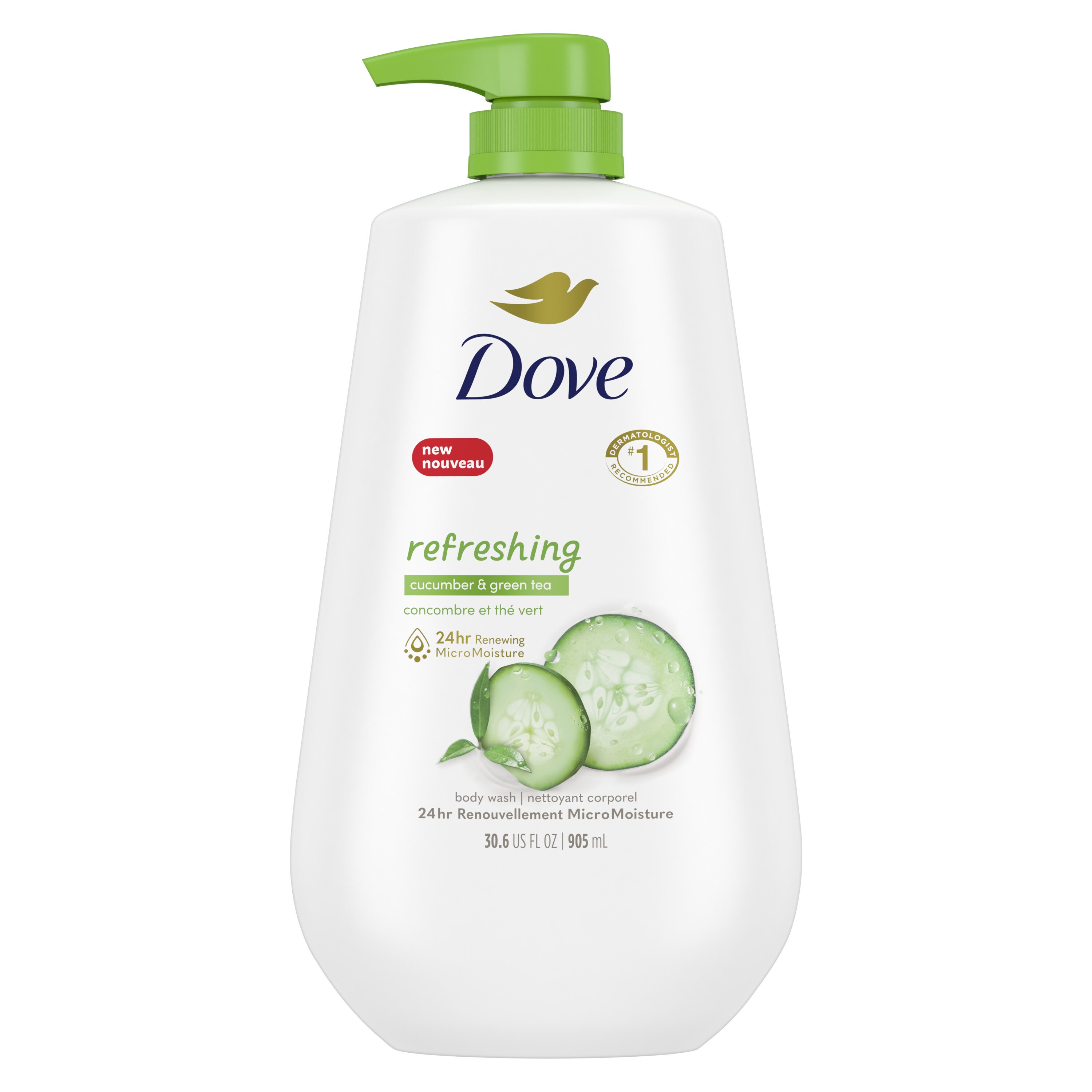 Dove Refreshing Cucumber and Green Tea Body Wash Pump, 30.6 OZ
