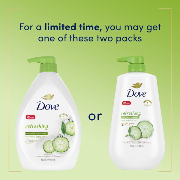 Dove Refreshing Cucumber and Green Tea Body Wash Pump, 30.6 OZ