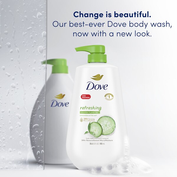 Dove Refreshing Cucumber and Green Tea Body Wash Pump, 30.6 OZ