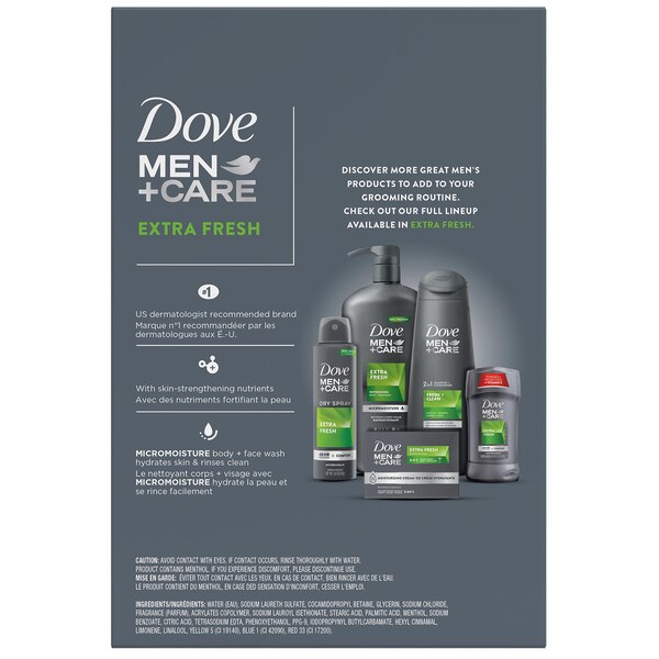 Dove Men Care Extra Fresh Body and Face Wash, 18 oz, 2/Pack