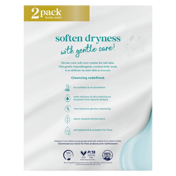 Dove Sensitive Skin Body Wash, 20 OZ, Twin Pack