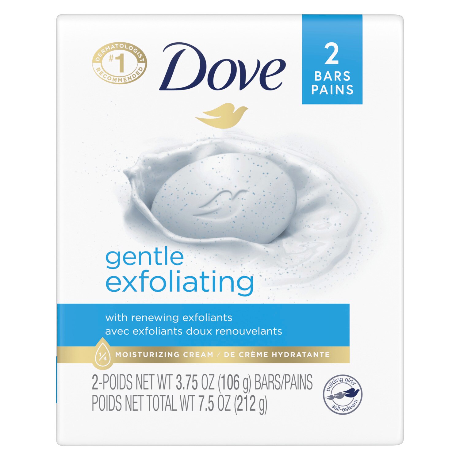 Dove More Moisturizing Than Bar Soap Gentle Exfoliating Beauty Bar for Softer Skin, 3.75 OZ