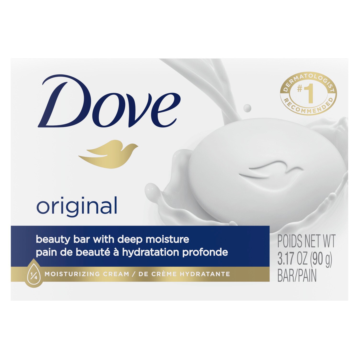 Dove White - Barra de belleza, 3.17 oz, 1 u.