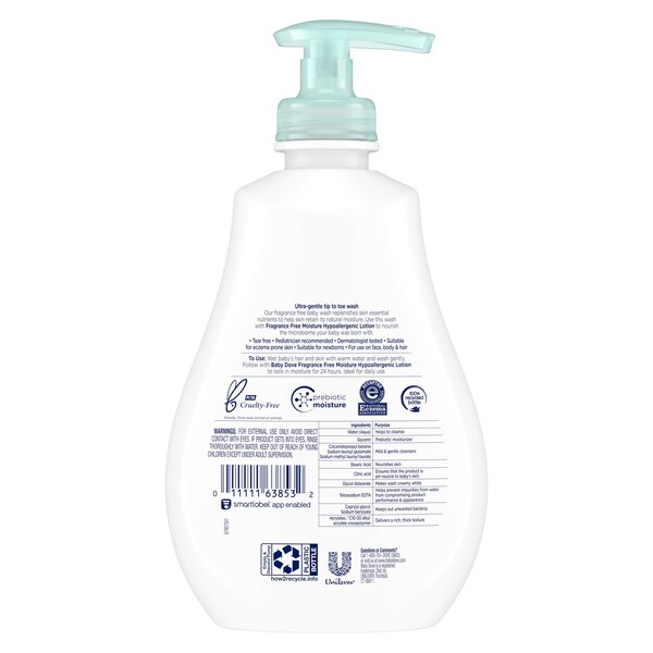 Baby Dove Sensitive Skin Fragrance Free Body Wash, 13 FL OZ