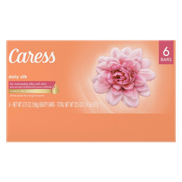 Caress Daily Silk Beauty Bar, 4 OZ, 6 Bar