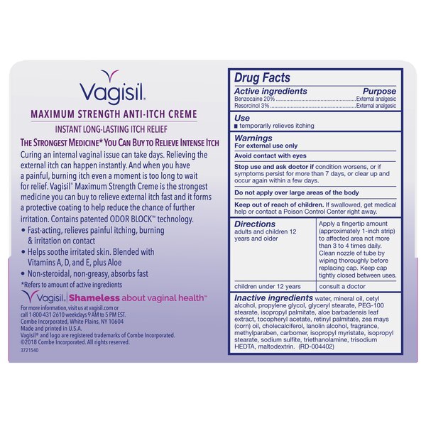 Vagisil Anti-Itch Vaginal Creme, Maximum Strength, 1 OZ