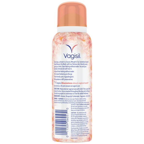 Vagisil Scentsitive Scents Dry Wash Spray for On The Go Feminine Hygiene, 2.6 OZ