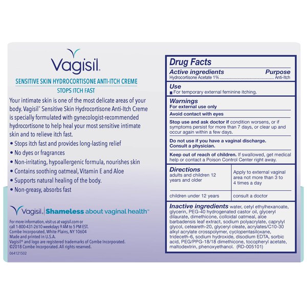 Vagisil Maximum Strength Anti-Itch Vaginal Creme, Sensitive Skin Formula, 1 OZ