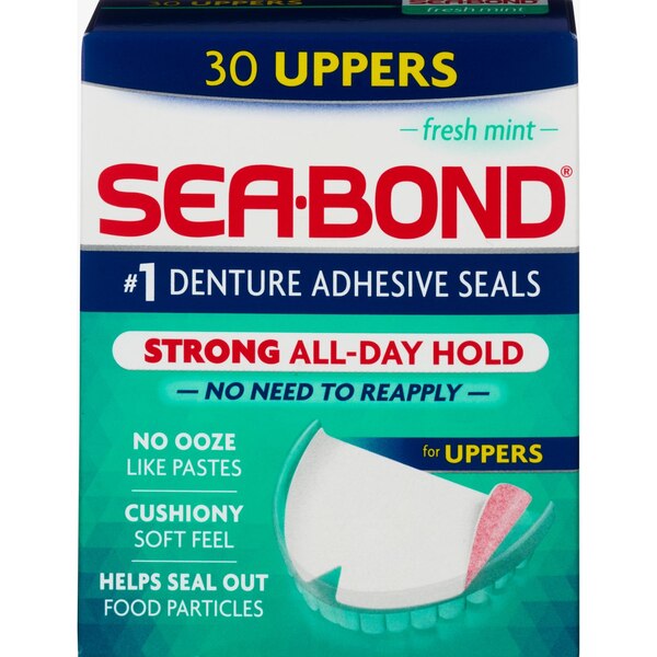 Sea Bond Upper Denture Adhesive Seals, Zinc-Free, Fresh Mint