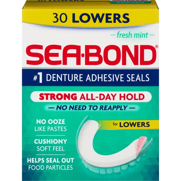 Sea Bond Lower Denture Adhesive Wafers, Zinc-Free, Fresh Mint