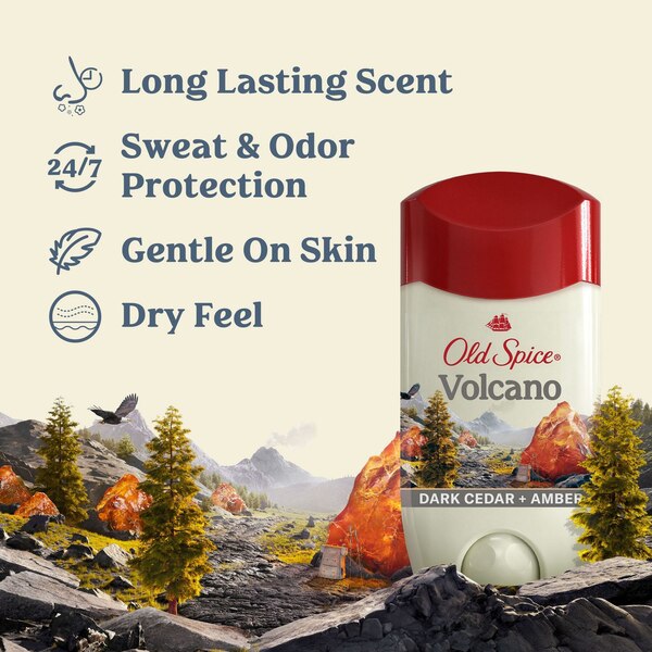 Old Spice Antiperspirant & Deodorant Stick, Volcano + Charcoal, 2.6 OZ