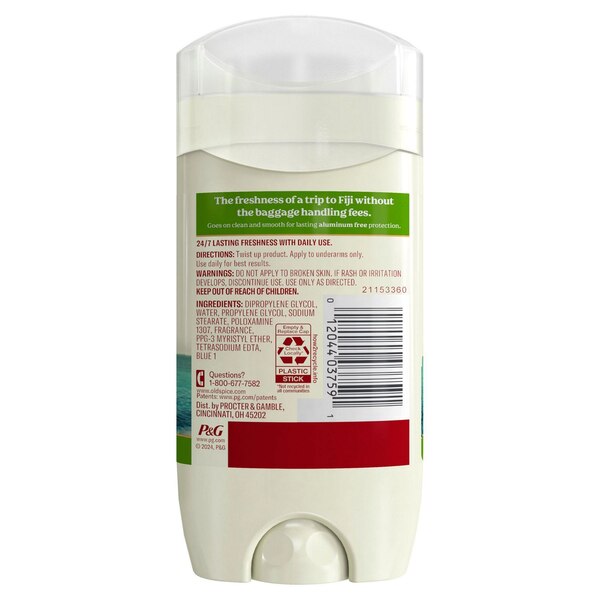 Old Spice Aluminum Free 48-Hour Deodorant Stick, Fiji, 3 OZ