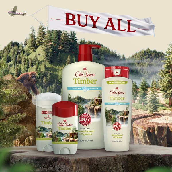Old Spice All Day Antiperspirant & Deodorant Stick, Timber with Sandalwood, 2.6 OZ, 2 Pack