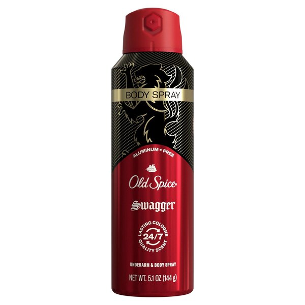  Old Spice Aluminum Free Body Spray, Swagger, 5.1 OZ