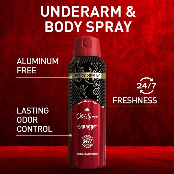  Old Spice Aluminum Free Body Spray, Swagger, 5.1 OZ