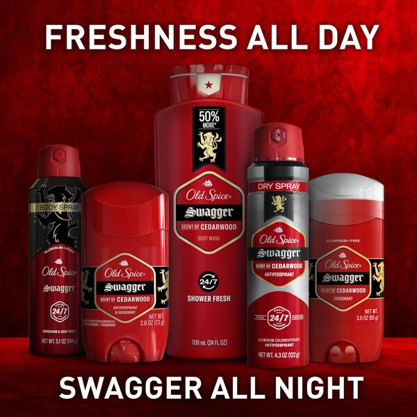  Old Spice Aluminum Free Body Spray, Swagger, 5.1 OZ