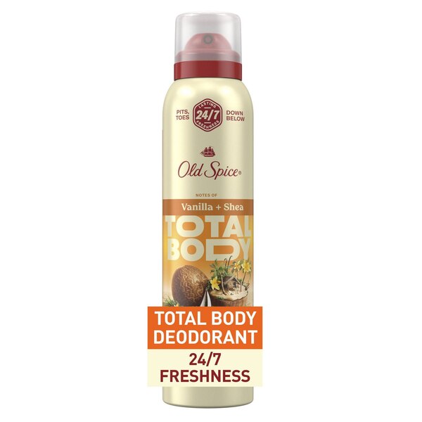 Old Spice Total Body Deodorant Aluminum Free Spray, Vanilla Shea, 3 OZ