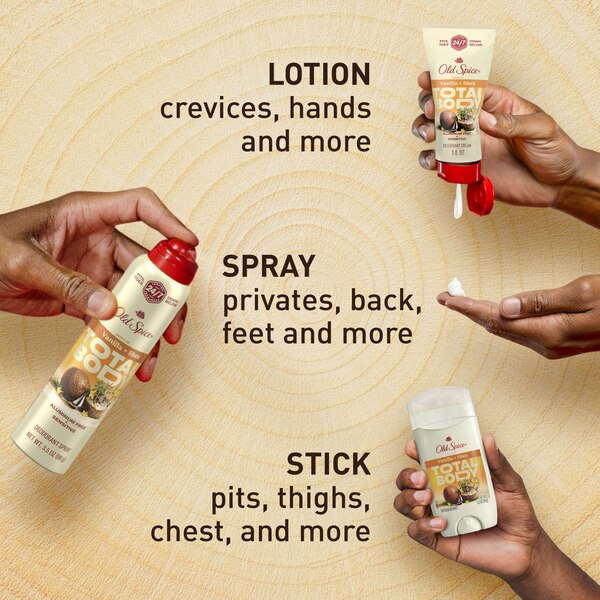 Old Spice Total Body Deodorant Aluminum Free Spray, Vanilla Shea, 3 OZ