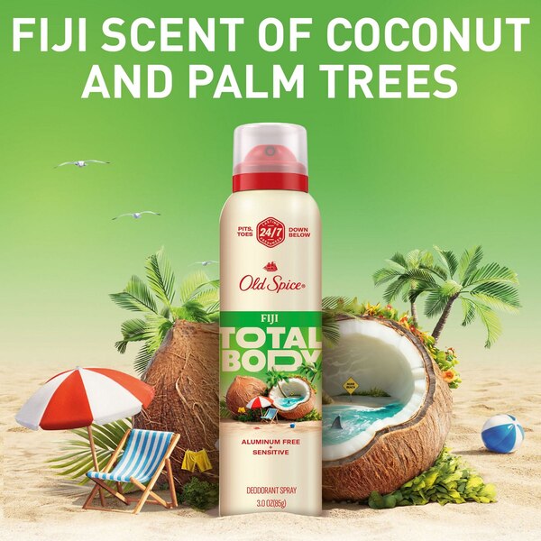 Old Spice Total Body Deodorant Spray, Fiji, 3.5 OZ