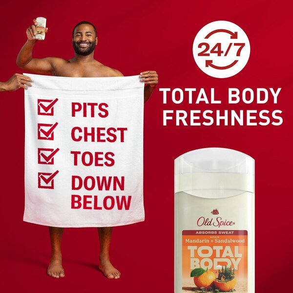 Old Spice Total Body Deodorant Stick, Mandarin & Sandalwood, 3 OZ