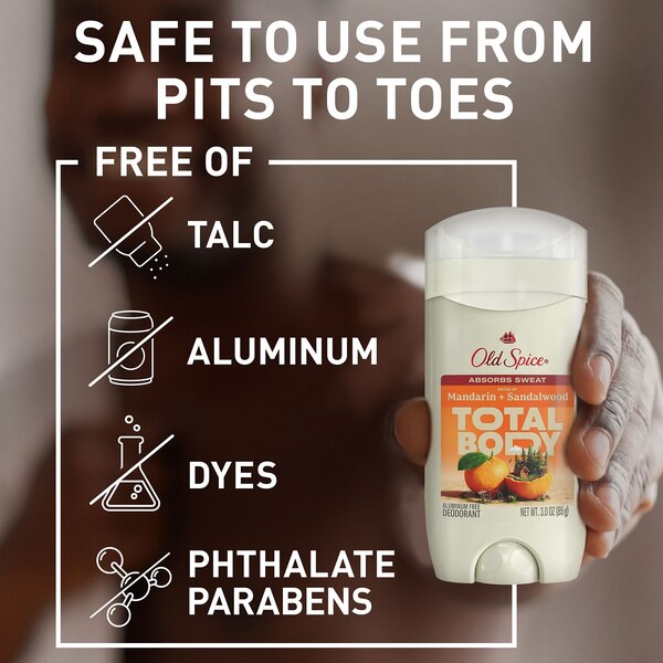 Old Spice Total Body Deodorant Stick, Mandarin & Sandalwood, 3 OZ