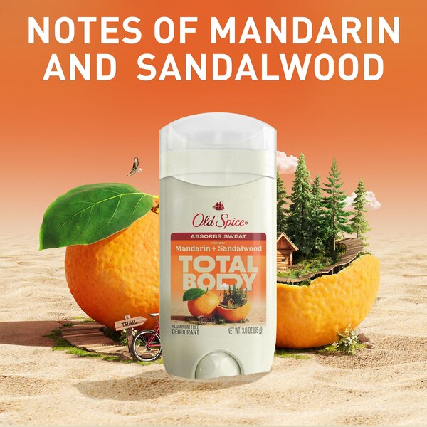 Old Spice Total Body Deodorant Stick, Mandarin & Sandalwood, 3 OZ
