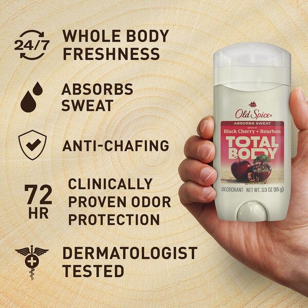 Old Spice Total Body Deodorant, Black Cherry Bourbon, 3 OZ