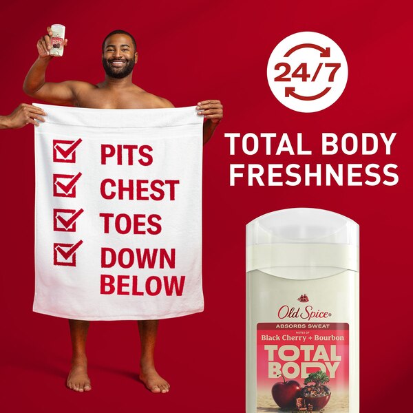 Old Spice Total Body Deodorant, Black Cherry Bourbon, 3 OZ