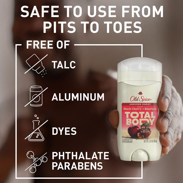 Old Spice Total Body Deodorant, Black Cherry Bourbon, 3 OZ