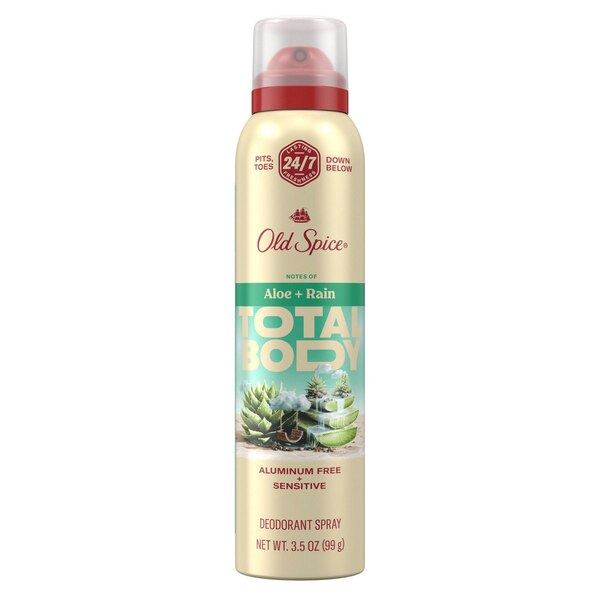 Old Spice Total Body Deodorant Spray, Aloe & Rain, 3.5 OZ