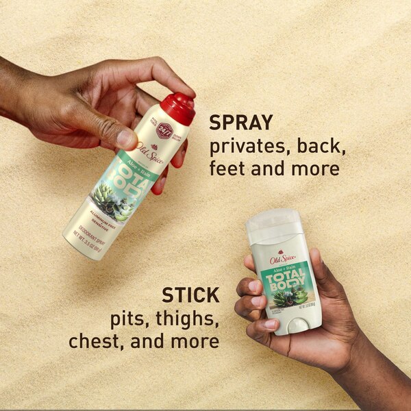 Old Spice Total Body Deodorant Spray, Aloe & Rain, 3.5 OZ