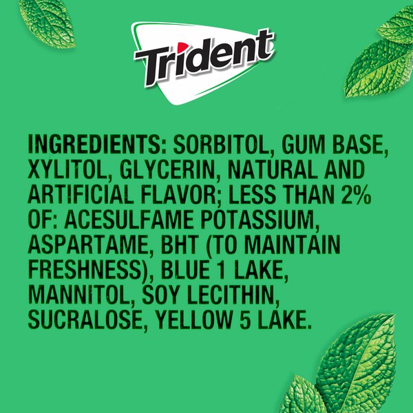 Trident Sugar Free Gum, Spearmint, 14 ct