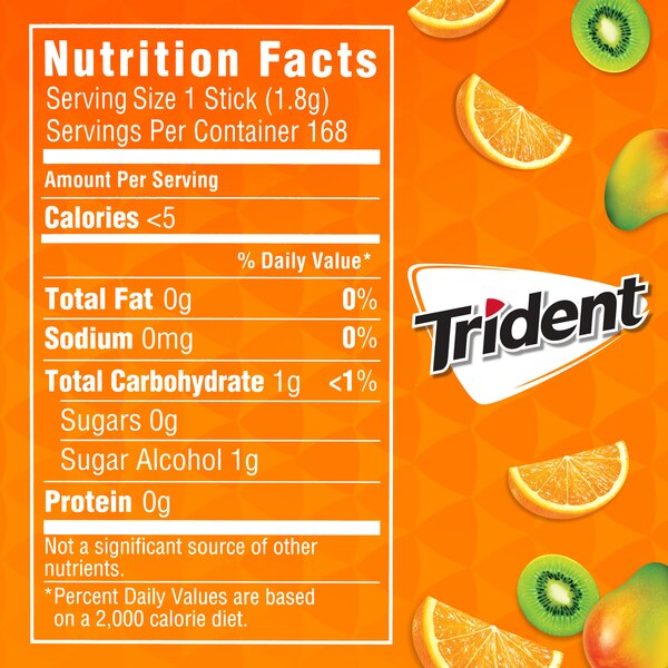 Trident Sugar Free Gum, Tropical Twist, 14 ct