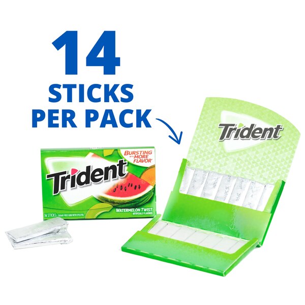 Trident Sugar Free Gum, Watermelon Twist, 14 ct