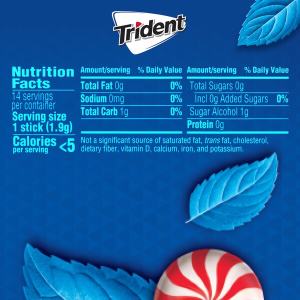 Trident Peppermint Sugar Free Gum, 14 ct