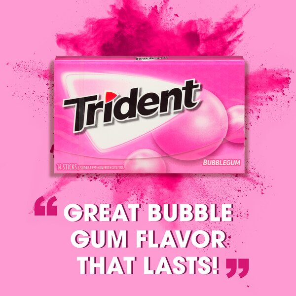 Trident Bubblegum Sugar Free Gum, 14 ct