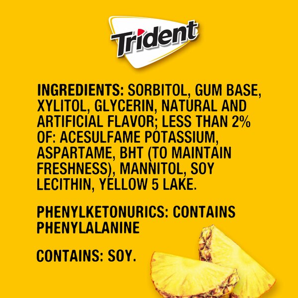 Trident Pineapple Twist Sugar Free Gum, 14 ct