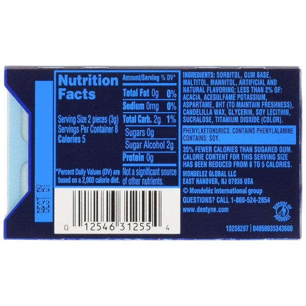 Dentyne Ice Sugar Free Gum, Pepermint, 16 ct