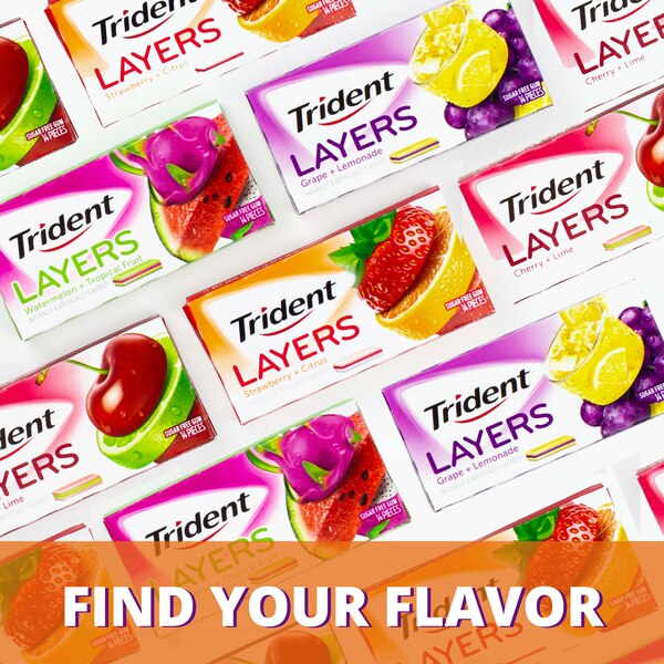 Trident Layers Wild Strawberry & Tangy Citrus Sugar Free Gum, 14 ct